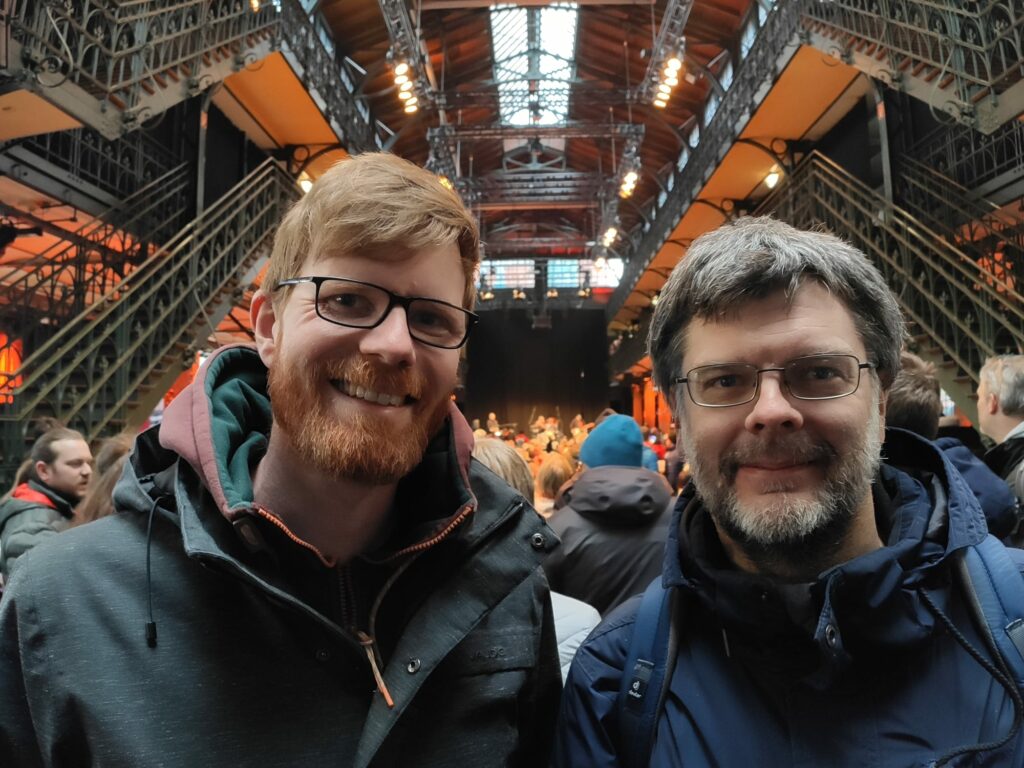 Portrait of Thiemo and me in the Hamburg Fischauktionshalle